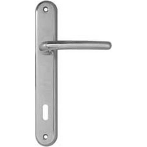 1PA MANIGLIA VEGA CON PLACCA IN ZAMA FINITURA OTTONE CROMO SATINATO - mm.90 foro normale