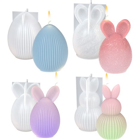 Set 4 moules bougie silicone formes lapin blanc (1/5)