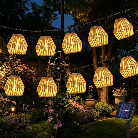 Guirlande Solaire Exterieur,10 Pièces Guirlande Lumineuse Exterieure Solaire 3.8M,LED Guirlande Lumineuse Solaire,Guirlande LED Guinguette Exterieur Intérieur,pour Jardin,Cour,Fête (1/5)