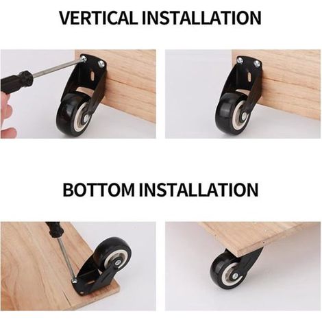 Set di 4 rotelle girevoli anti-cedimento per porte, con diametro di 5,1 cm, complete di 24 viti, adatte per porte e mobili in legno, con una capacità di carico di 25 kg.