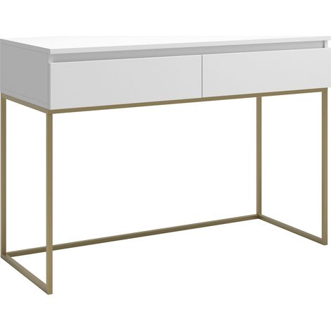 Selsey BEMMI - Escritorio de tocador con estructura metálica dorado 120 cm - Blanco (1/5)