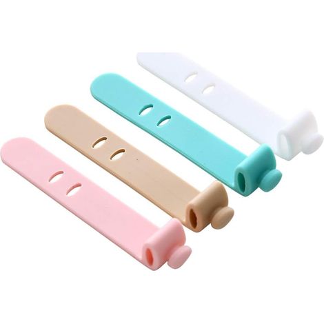 Enrouleur de Cordon pour Casque, 4 pièces en Silicone pour Enrouleur d'écouteurs, Organisateur de Support de Fil de Cordon de câble pour câble USB (1/5)