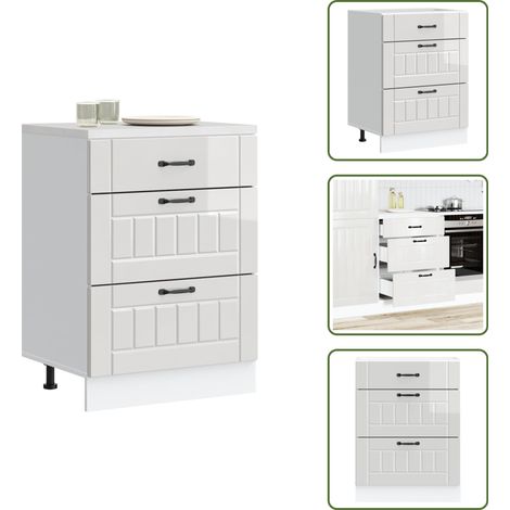 vidaXL Küchen-Unterschrank Lucca Hochglanz-Weiß Holzwerkstoff (1/5)