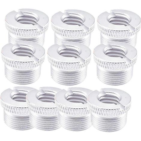 10 adaptateurs à vis pour microphone, filetage mâle 3/8" vers 5/8" - Argenté (1/5)