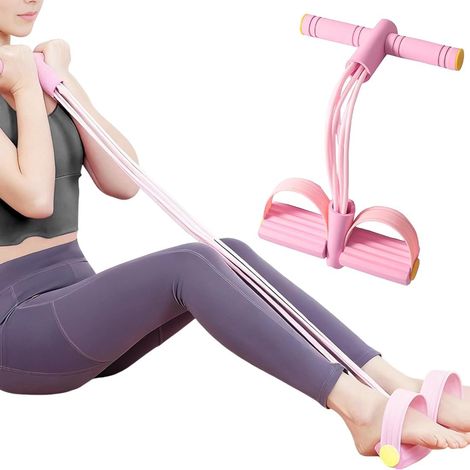 1 x Multifunctional 6-Tube Tension Rope for Pedal, Elastic Bodybuilding, Resistance Band for Yoga, Waist, Arms, Legs, Slimming Stretching, Training (Pink) (1/5)