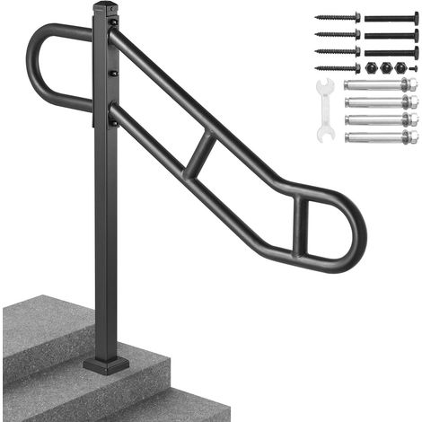 Main courante d'escalier pour marches extérieures, 1029 mm, rampe de sécurité montage au sol pour 1-2 marches, rampe d'escalier poteau unique pour personnes âgées, femmes enceintes, handicapées (1/5)
