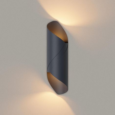 CCYKXA Anthracite，Applique Murale Exterieur/Interieur 180, IP65 Lampe Murale Up Down LED Modernes en Aluminium, Éclairage Exterieur pour Entrée Couloir Jardin, Blanc Chaud 3000K,