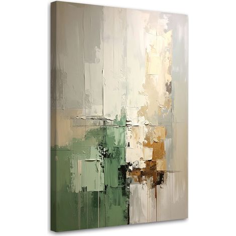 Tabelau sur Toile, Abstraction beige et verte,20x30 (1/4)