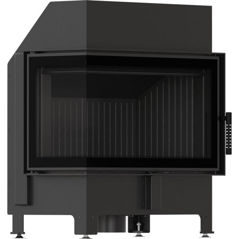 Kamineinsatz KRATKI ZIBI ECO 9,9 kW Ø 180 Eck links, selbstschließende Tür, schwarze Verkleidung (1/5)