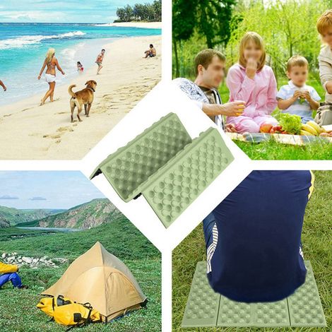Tapis de sol imperméable pour camping, coussin de jardin en mousse pliable extérieur (Vert et Noir)