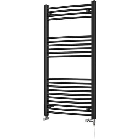 Zennor - Black Dual Fuel Towel Rail H1200mm x W600mm Standard - Curved (1/3)