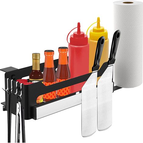 Support pour barbecue, porte-couteaux et porte-bouteilles de condiments, support pour plaques de cuisson et ustensiles de cuisine extérieure, porte-ustensiles magnétique, porte-mouchoirs en papier (1/5)