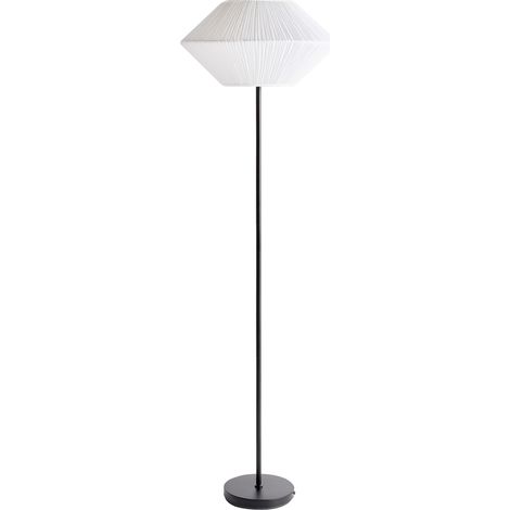 Floor Lamp White Fabric Black Iron 150 cm Geometric Shade Light Bedroom Living Room Modern MAKETSI