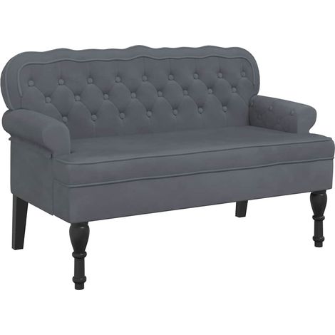 Banco con respaldo terciopelo gris oscuro 119,5x64,5x75 cm vidaXL