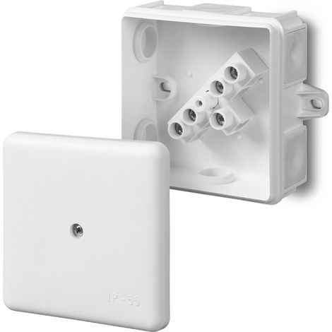Caja de superficie con 6 tomas e inserto 2x2,5 con orejas IP55