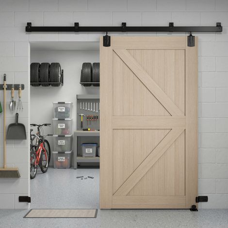 Kit quincaillerie porte Noir coulissante robuste pour portes simples 244 cm (1/4)
