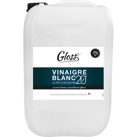 GLOSS - Vinaigre blanc 20° - Détartre-Ultra concentrée - formule naturelle - Contact alimentaire - 10L - Fabrication Française (1/4)