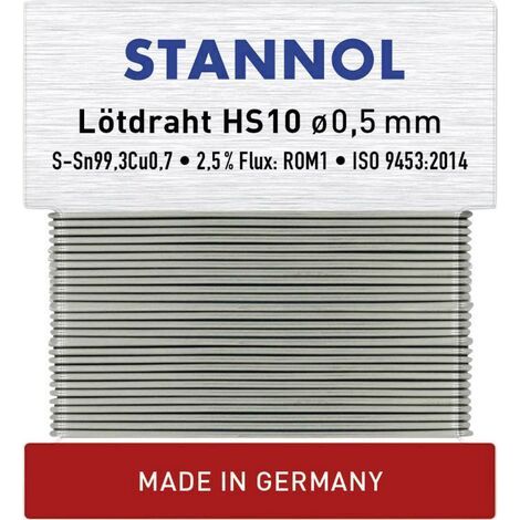 Stannol HS10 Étain à souder sans plomb sans plomb Sn99,3Cu0,7 ROM1 10 g 0.5 mm Q714092 (1/3)