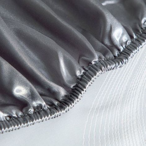 Drap-Housse - Soie Synthétique - Pour Matelas 198 x 203 cm Profondeur 30 cm - Gris Argenté - 1 Pièce (1/3)