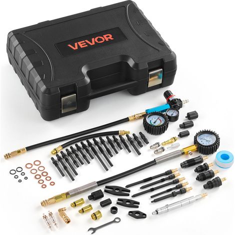 Testeur de Compression pour Moteurs, Kit Compressiomètre Plage 0-48,3 bars avec Manomètre de Taux de Fuite 0-6,9 bars, pour Contrôle de Pression et Test d'Étanchéité Auto Moto, 4 Adaptateurs (1/5)