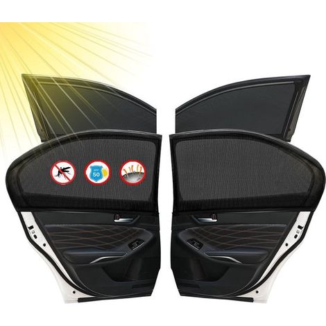 Pare-soleil de voiture - Garde l'intérieur frais - Protection solaire pour les vitres de voiture - Moustiquaire de voiture - Préserve l'intimité - Pour la plupart des voitures particulières - 2 avant