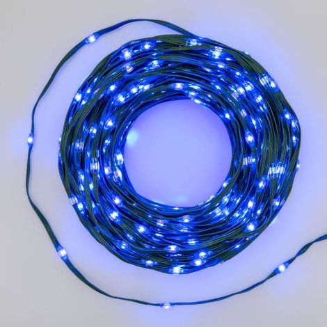 Guirlande lumineuse gouttes 30m 400 LED haute luminosité bleu 8 modes lumière câble vert IP44 Lotti (1/5)