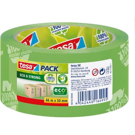 Tesa 58156-00000-00 Tesapack Eco & Strong Nastro da Imballo Adesivo, 66m-50mm, Verde (1/4)