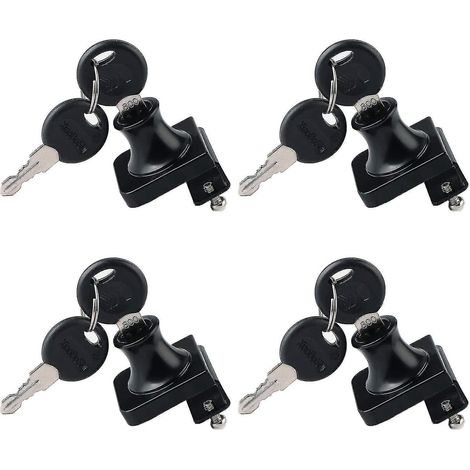 Verrou de porte vitrée 4 pièces, verrou de vitrine, loquets de sécurité à ouverture simple ou double, pour porte vitrée de 5 à 8 mm, clé séparée sans perçage, alliage de zinc (b (1/3)