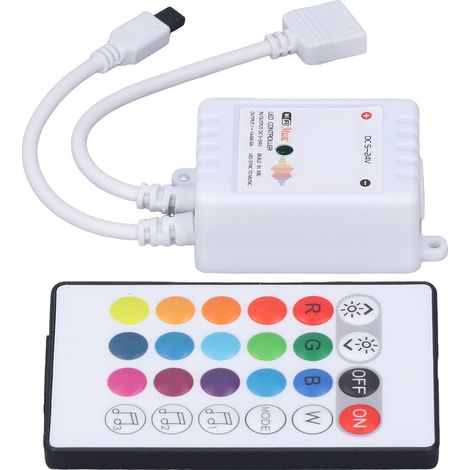 Télécommande LED intelligente 24 touches, contrôleur sans fil RGB, 16 couleurs, 4 modes d'éclairage, alimentation 5-24 V CC pour Tuya 4 voies (1/5)
