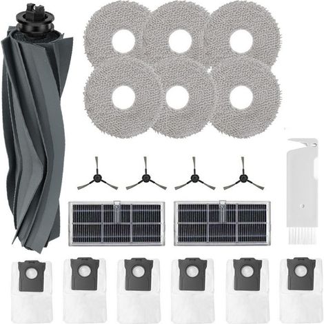Accessoires pour Dreame L10s Pro Ultra Heat/L10s Ultra Gen 2, kit de pièces détachées pour Dreame X30 Ultra : 1 brosse principale, 6 sacs à poussière, 6 chiffons de nettoyage, 4 brosses latérales, 2 f