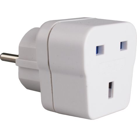 ADAPTADOR DE VIAJE SCHUKO / INGLÉS POT. MÁX. 2990W. 16A 250V.