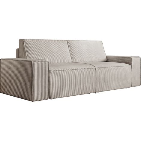 Divano 3 posti in Velluto a coste Beige - AMELIA