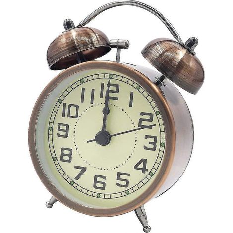 Réveil de chevet silencieux à quartz pour une utilisation matinale, réveil de voyage simulé, alimenté par piles pour enfants, double sonnerie, sans tic-tac, réveil de 2,5 cm. (1/5)