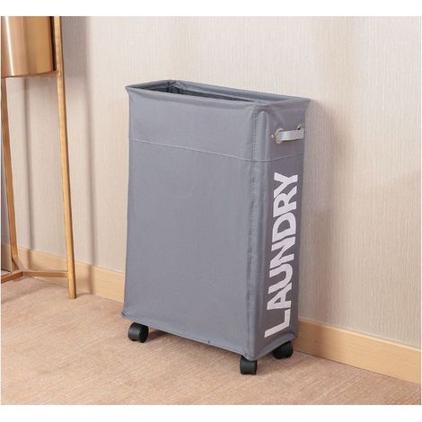 Online Store - Panier à linge pliable à roulettes, panier de rangement d'angle fin et pliable (1/5)