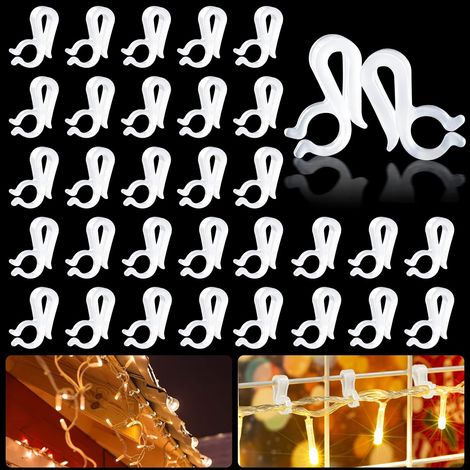 CCYKXA 80 PCS Plastic Christmas Light Clips, Christmas Light Hooks, Light Gutter Clips, Gutter Hooks for Indoor and Outdoor Use, Christmas, Wedding Lighting Decoration (1/5)