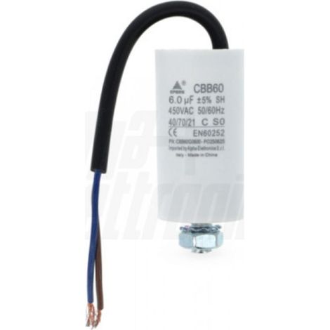 Alpha elettronica condensatore polipropilene 6uf 450v con cavo alpha elettronica cbb60g0600
