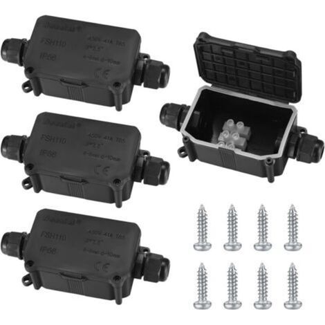 4 Pièces Boîte de Jonction étanche IP66, Boite de Derivation Etanche Exterieur, Connecteur de Câble 2 Voies Connexions PG9 pour Câble Ø3-8mm Ø6mm-10mm