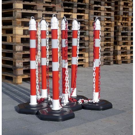 Poteau de chane - set, r/w 6 poteaux + 5 x 3 m de chane (1/2)