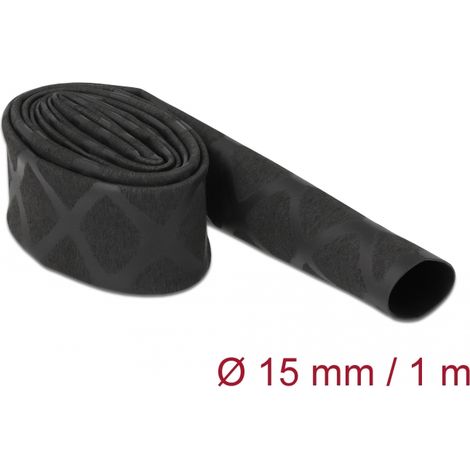 Delock Tubo termorretrÃ¡ctil negro con patrÃ³n en X antideslizante de 1 m x 15 mm