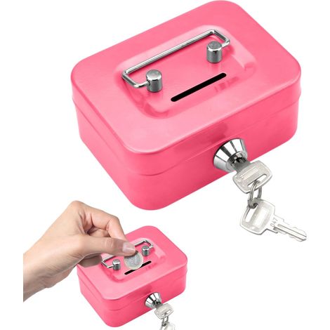 Elegante Geldkassette aus Stahl, kleine Geldkassette, abschließbarer Tresor mit Schlüssel, abschließbare Geldkassette mit Einwurfschlitz, Tresor, Box (1/5)