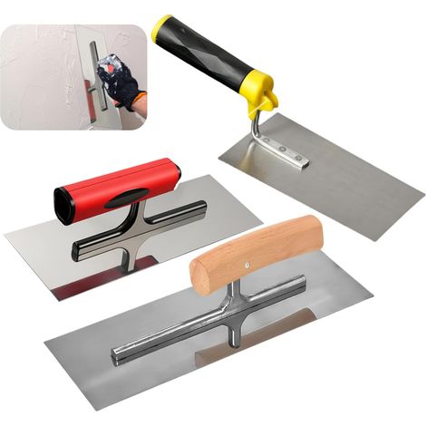 3pcs Truelle De Lissage, Truelle À Plâtre, Platoir À Enduit En Acier Inoxydable Platoir De Finition Truelle De Plâtre Truelle À Lisser Set Avec Poignée Souple, Pour Mastic De Plâtre Béton (1/5)