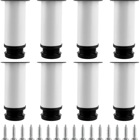 Lot de 8 Pieds réglables, Acier inoxydable, Hauteur 120-135 mm, Ø 50 mm, Pour canapé, Armoire, Table (1/5)