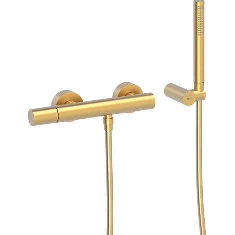 TRES 26116701OM STUDY Grifo Monomando Mural Ducha Oro Mate 24K - ref: 26116701OM (1/2)