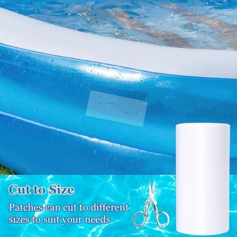 UlisemLiner Piscine Kit de Réparation Piscine en TPU Auto-Adhésifs, Patch étanche sous l'eau, Patchs Réparation de Tente, Ruban Réparation 10 cm x 100 cm pour lit d'eau, Piscine, Liner de (1/3)