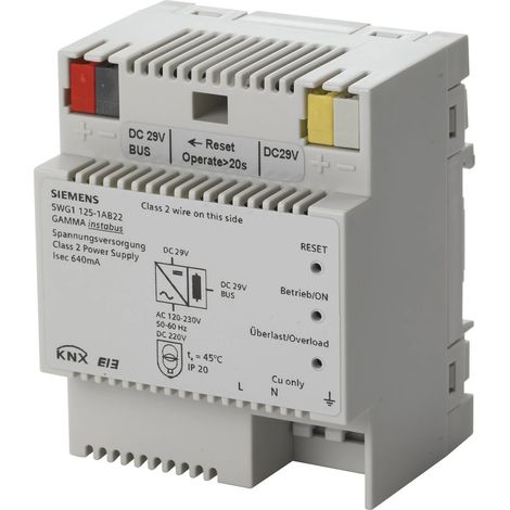 Siemens Fuente de alimentación DC 29 V, 640 mA, con salida adicional sin estrangulamiento, 5WG11251AB22