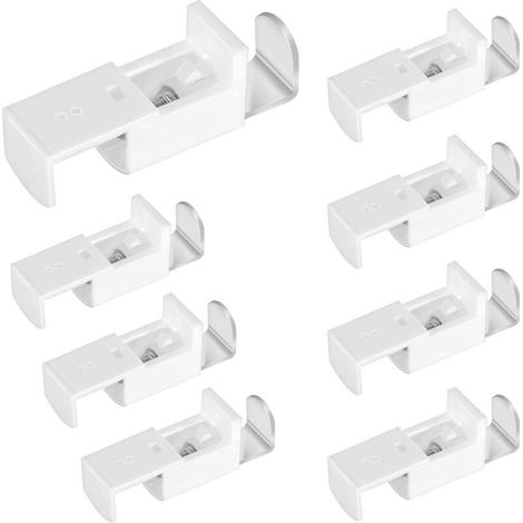 Lot de 8 supports de stores plissés en forme de L, sans perçage, blancs, pour stores jour/nuit, stores enrouleurs, stores occultants, salon (1/5)