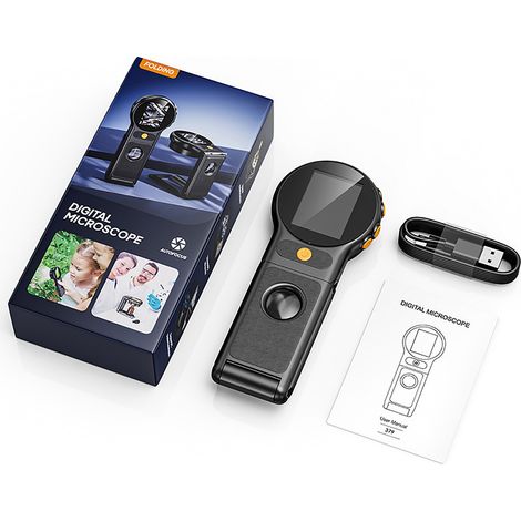 Microscope poche 500X 8 LED écran IPS 2 pouces – Autofocus numérique enfants adultes pièces bijoux plantes insectes (1/5)