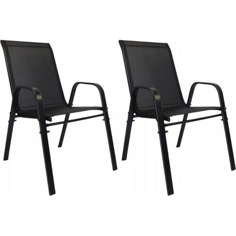 Sedia da giardino, poltrona in acciaio per terrazzo, colore nero, set da 2 pezzi, robusta. (1/5)