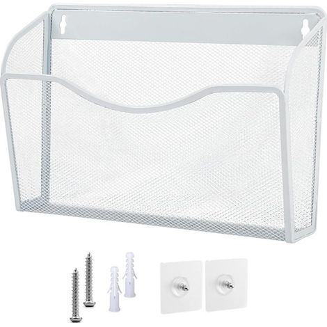 Vertikaler Wandorganizer für A4-/Letter-Dokumente, einzelnes Netzfach, hängender Dokumentenhalter für Büro, Zuhause, Schule, weiß (1/5)