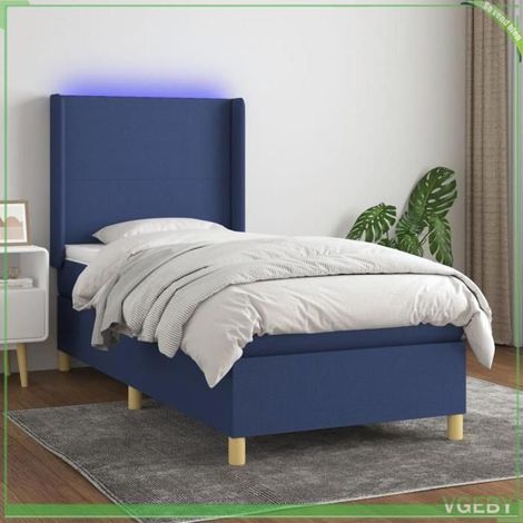 Sommier tapissier - 3138675 - 80x200 cm - Tissu bleu - Bande LED intégrée (1/5)